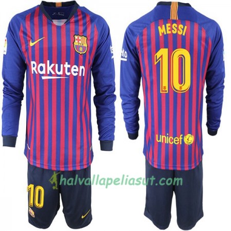 Jalkapallo Pelipaidat FC Barcelona Messi 10 Lasten Kotipaita 2018-2019 Pitkähihainen